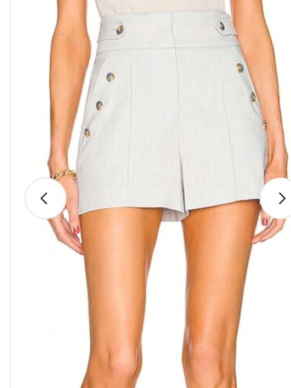 Veronica Beard High Rise Sailor Button Linen Blend Shorts Blue